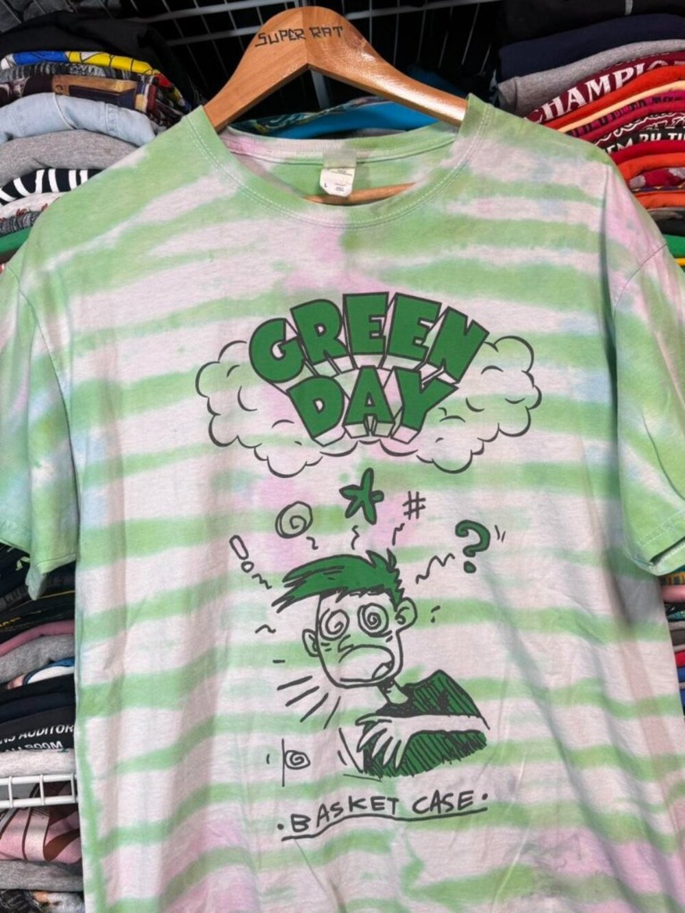 Modern Green Day basket case green tie dye band t shirt